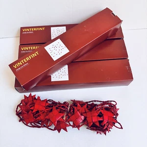 Lot 0f 4 Box IKEA  VINTERFINT  Star-Shaped Red 5.5 yard Handmade W Bamboo E1-84 - Picture 1 of 14