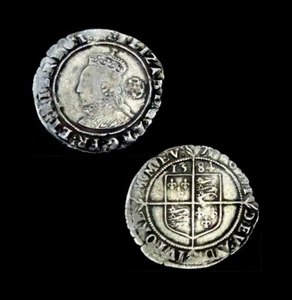 W784: 1584 Elizabeth 1st Tudor plata martillada seis peniques fecha más rara.  Spink 2578A - Imagen 1 de 2