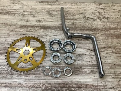 Juego de bielas Old School Bmx Schwinn Gold años 80 vintage con pedalier Foto 1 de 4