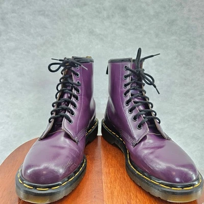 Dr. Martens 1460 фиолетовый кожаный ботильоны женщин боя шнурует вверх ботинки винтажный - Изображение 1 из 4
