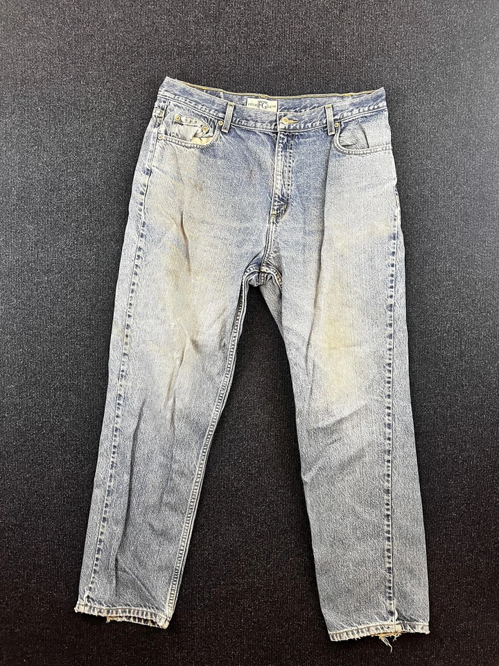 Pantalones de mezclilla Field Gear para hombre 38x32 azul calce relajado pierna recta ropa de trabajo desgastada Foto 1 de 4