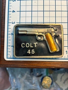 Unbranded Men's Belt Buckle Multicolor 3.5x2.5in Colt 45 Pistol Vintage - Picture 1 of 3