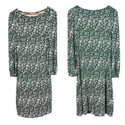 BODEN Women's 8 Green White Floral Boho Cottagecore Romantic Career Date Dress - Image 1 of 4