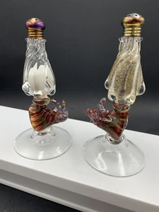 Handblown Glass Swirl Snail Salt Pepper Shaker Set Signed GAZELLE Studios - Picture 1 of 11