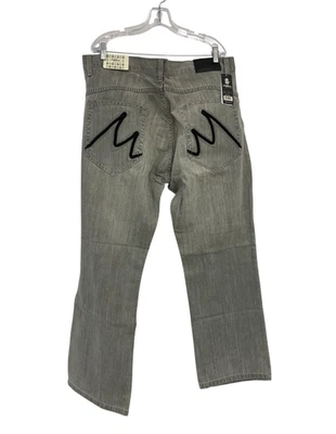 Miskeen Jeans Mens 42 Gray Wash Denim Back Embroidered Cotton Straight Leg NWT - Image 1 of 4