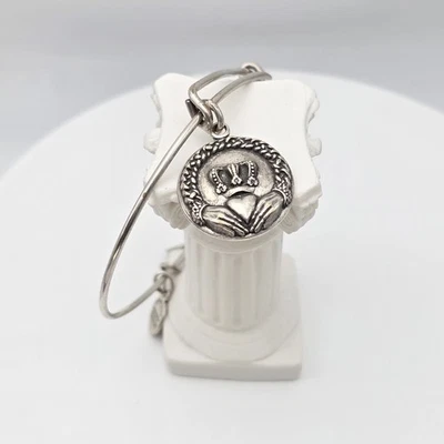 Brazalete ALEX & ANI Claddagh Dije Irlandés Tono Plata ¡Hecho en EE. UU.!! Foto 1 de 4