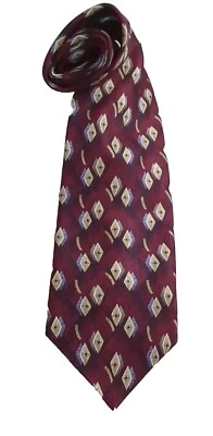 WIDE haggar collections 4"x57" Necktie Maroon Beige Brown Silver Black Neck Tie - Image 1 of 4