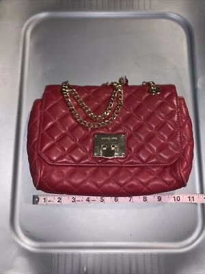 Michael Kors Vivianne Quilted Leather Medium Shoulder Flap Bag in Red - Image 1 of 4