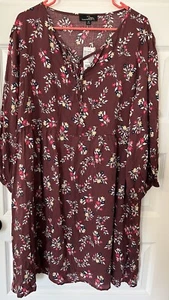 NWT New $86 Suzanne Betro Floral Dress 3/4 Sleeve Plus 3X - Picture 1 of 4