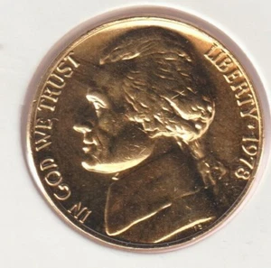 24K Gold Plate Rare Old US 1978 Jefferson Nickel UNCIRCULATED Collection Coin BU - Picture 1 of 2