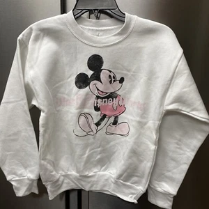 Mickey Mouse Classic White Pullover Sweatshirt Walt Disney World Medium - Picture 1 of 5
