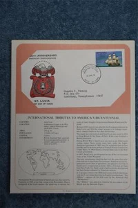 1975 Tributes to America's Bicentennial Souvenir Card - Saint Lucia - Picture 1 of 1