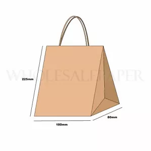 More details for brown white kraft small large paper carrier bags with handles 50 100 party gift