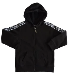 Kenneth Cole Boys Eco Full Zip Hooded Black Logo Jacket Size 4 - Picture 1 of 7