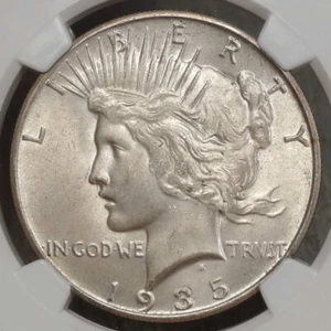 1935-S Peace Dollar, Choice Uncirculated, NGC/CAC MS-63 - Picture 1 of 4