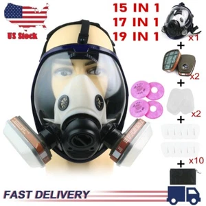 Facepiece Respirator 15/17 IN 1 Full Face Mask Painting Spraying 6800 Gas Mask - Foto 1 di 16