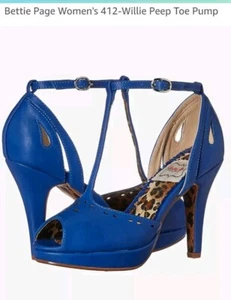 BRAND NEW WITH BOX BETTIE PAGE/PINUP COUTURE WILLIE BLUE HEELS SIZE 11 - Picture 1 of 12