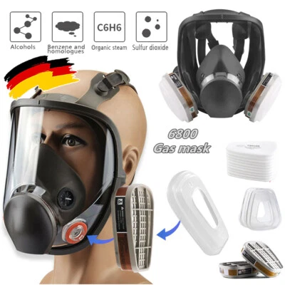BEDEE Atemschutz Vollmaske Gasmaske 6800 Staubmaske Lackiermaske Mit Wechselfiltern