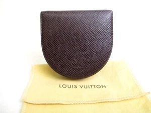 Auth LOUIS VUITTON Taiga Bordeaux Leather Coin Purse Porto Monnaie Gousset #a541 - Picture 1 of 12