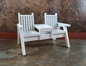 Dollhouse Double Porch Chair White Wood 1:12 Scale Miniature Furniture - Picture 1 of 7