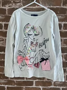 GAP KIDS GIRLS 8 EMBELLISHED GRAPHIC T TSHIRT TEE TOP BONJOUR PARIS CAT BOWS  - Picture 1 of 6