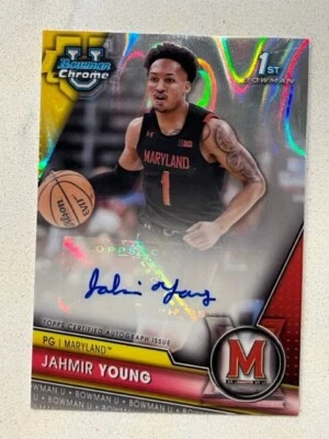 JAHMIR YOUNG 2023-24 Bowman University 1st Chrome LAVA Refractor Auto # 63/199 - Image 1 of 2