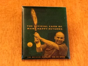 unused US Open Andre Agassi Photo Pinback # ASI 35850 on orig AMEX Promo Card NF - Picture 1 of 5