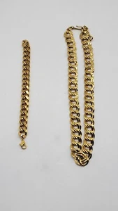 Collar Vintage Monet Destacado Tono Dorado con Pulsera a Juego sin Marcar - Imagen 1 de 9