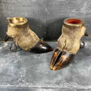 Ensemble de fumeur, taxidermie, porte-cigarettes et cendrier en sabot d’élan - Foto 1 di 15