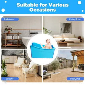 Blau Mobile Faltbare Badewanne Erwachsene Sauna Bad Klappbadewanne Wanne Massage - Bild 1 von 12