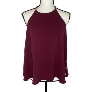 Amanda Uprichard Sleeveless High Neck Cami Blouse Size Medium Red Lined Maroon - Picture 1 of 9