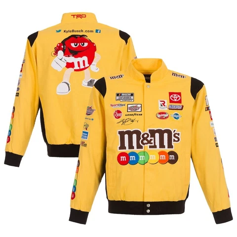 Authentic Kyle Busch JH Design M&M's Full Snap Yellow  Cotton Jacket Cover