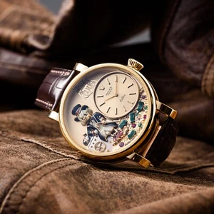 Vintage Rolex Uncle Scrooge Watch Mechanical Engraved Swiss Wristwatch Gold Case - Picture 1 of 21