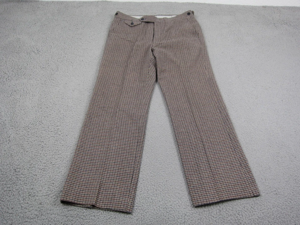 True Vintage Jaymar Tweed Pants Mens 32x28 Brown 60s 70s Houndstooth Knit Disco - Image 1 of 4
