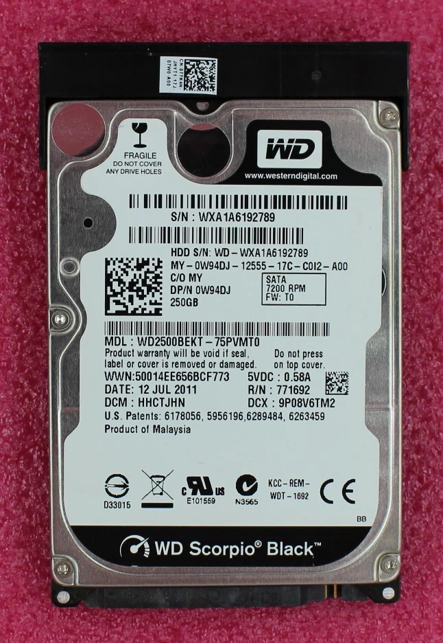 W94DJ - Dell E6420 250Gb 7200rpm 2.5 inch SATA Hard Disk Drive - Image 1 of 1