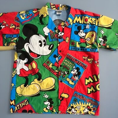 MICKEY & CO. ALL OVER PRINT MICKEY MOUSE HAWAIIAN SHIRT SIZE LARGE UNIQUE - Image 1 of 4