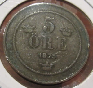 1875 Schwedische 5 Öre Münze - Schweden - Bild 1 von 2