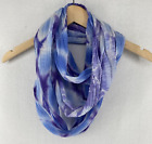 Eileen Fisher Scarf Organic Cotton Crinkled Gauze Shibori Tie Dye Infinity Blue