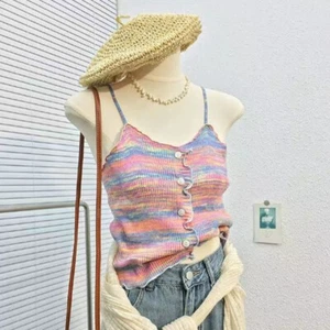 Fashion Casual Rainbow Striped Slim Fit Stretch Knitted Vest For Women - Picture 1 of 13