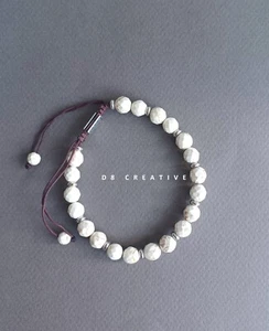 New men's howlite stone hand woven stainless steel original design bracelet - Picture 1 of 4