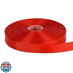 TONIFUL 100yds 1 Inch Grosgrain Ribbon Red Solid Grosgrain Ribbon Roll for Gi - Picture 1 of 5
