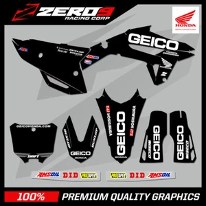 KIT DE GRÁFICOS HONDA MOTOCROSS CALCOMANÍAS MX: CR CR CRF 85 150 125 250 450 GEICO 20 NEGRO - Imagen 1 de 1