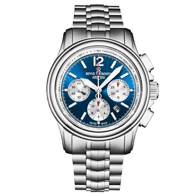 Revue Thommen 'Airspeed' Blue SS Chrono Auto Watch 16041.6435 - Image 1 of 4