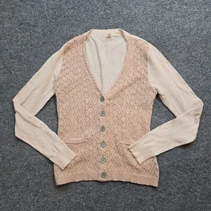 Moth Anthropologie Cardigan Womens Size Medium Pink Beige Wool Cashmere Blend - Picture 1 of 11