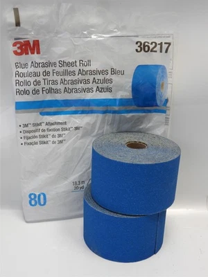 (2) Rollo de lija 3M Stick-it azul abrasivo grano 80, 36217 2,75 x 20 yardas Foto 1 de 4