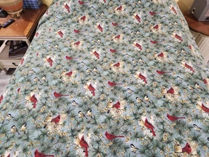 VIP Cranston Printworks WEIHNACHTEN rot Kardinal Druck Flanell STOFF 100" x 104" - Bild 1 von 23