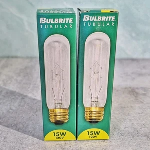 2-PACK Bulbrite 15T10C 15-Watt Incandescent T10 Tubular Light Clear E26 Sta Base - Picture 1 of 6