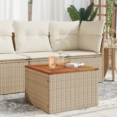  Garden Table Beige and Brown PE Rattan Small Durable - Image 1 of 4