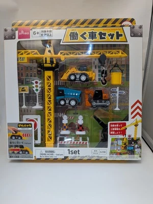 Daiso Working Vehicle Set Construction Toy Crane Dump Truck Bulldozer Pullback - Image 1 of 4