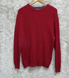 Chaps Ralph Lauren Sweater Mens Size M Red Cable Knit Crewneck Long Sleeve - Picture 1 of 10